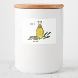 Afbeelding van de cartoon van olijfolie voedselcontainer etiket