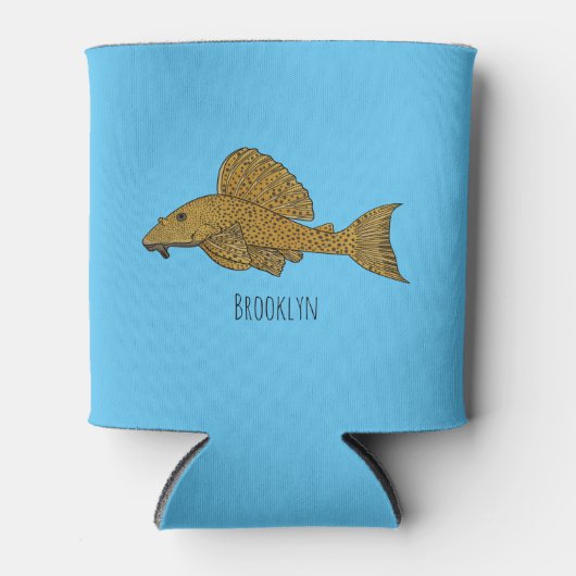 Afbeelding van de cartoon van pleco-vis blikjeskoeler (Voorkant)