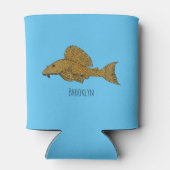 Afbeelding van de cartoon van pleco-vis blikjeskoeler (Achterkant)