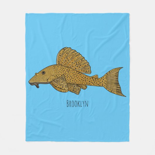 Afbeelding van de cartoon van pleco-vis fleece deken (Voorkant)
