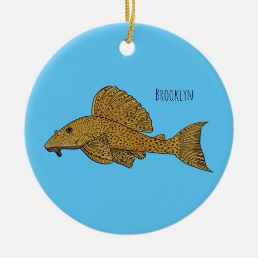 Afbeelding van de cartoon van pleco-vis keramisch ornament (Voorkant)