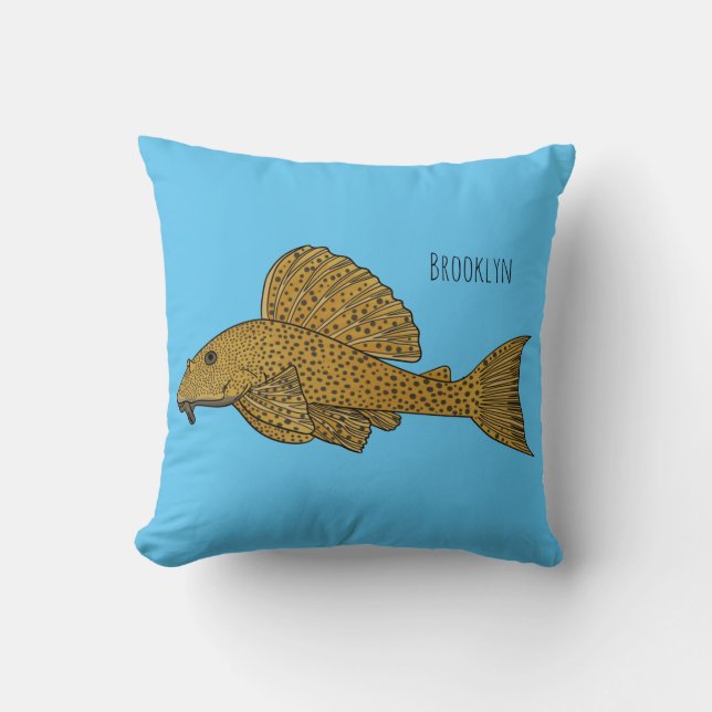 Afbeelding van de cartoon van pleco-vis kussen (Voorkant)