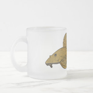 Afbeelding van de cartoon van pleco-vis matglas koffiemok