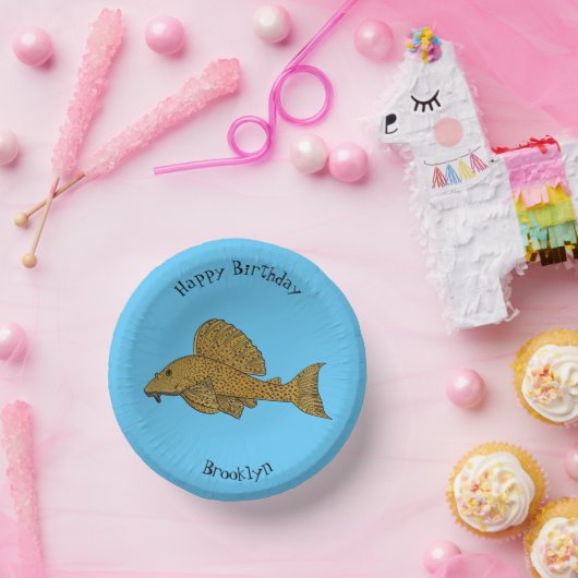 Afbeelding van de cartoon van pleco-vis papieren kommen (Feest)