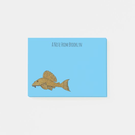 Afbeelding van de cartoon van pleco-vis post-it® notes (Voorkant)