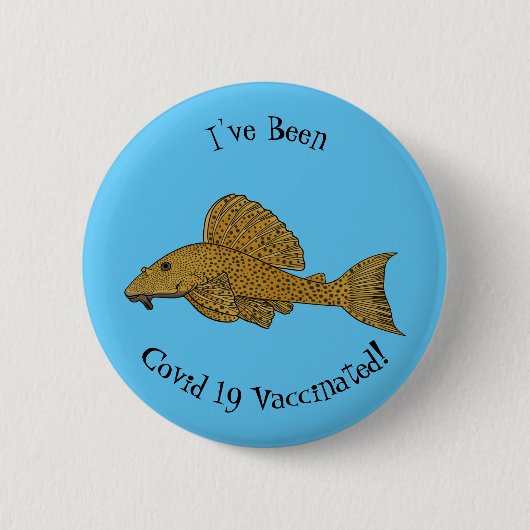 Afbeelding van de cartoon van pleco-vis ronde button 5,7 cm (Voorkant)