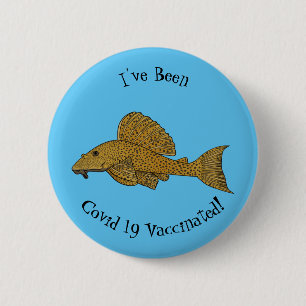 Afbeelding van de cartoon van pleco-vis ronde button 5,7 cm