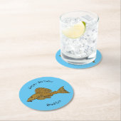 Afbeelding van de cartoon van pleco-vis ronde kartonnen onderzetter (Insitu)