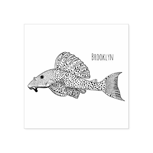 Afbeelding van de cartoon van pleco-vis rubberstempel (Afrduk)