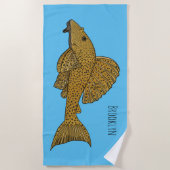Afbeelding van de cartoon van pleco-vis strandlaken (Voorkant)