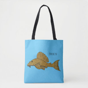 Afbeelding van de cartoon van pleco-vis tote bag