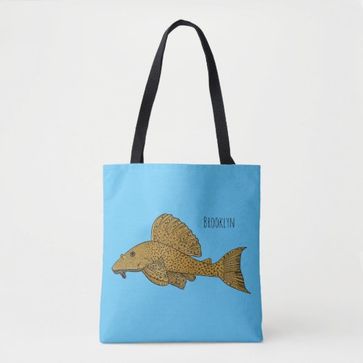 Afbeelding van de cartoon van pleco-vis tote bag (Voorkant)
