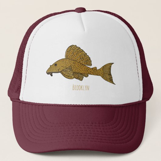 Afbeelding van de cartoon van pleco-vis trucker pet (Voorkant)