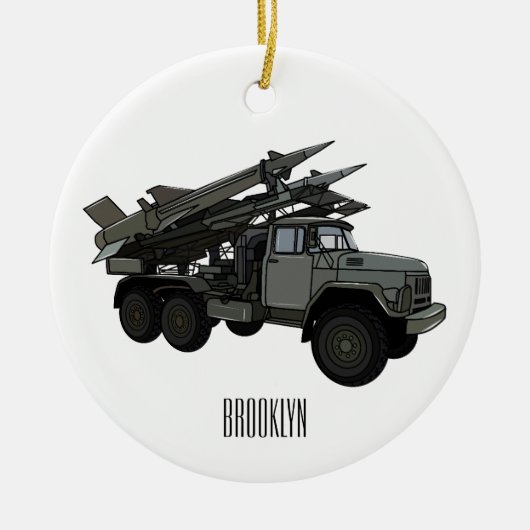 Afbeelding van de cartoon van raketten keramisch ornament (Voorkant)