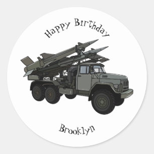 Afbeelding van de cartoon van raketten ronde sticker