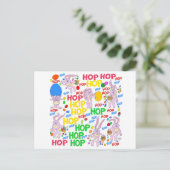 afbeelding van de cartoon van roze bundels op een briefkaart (Staand voorkant)