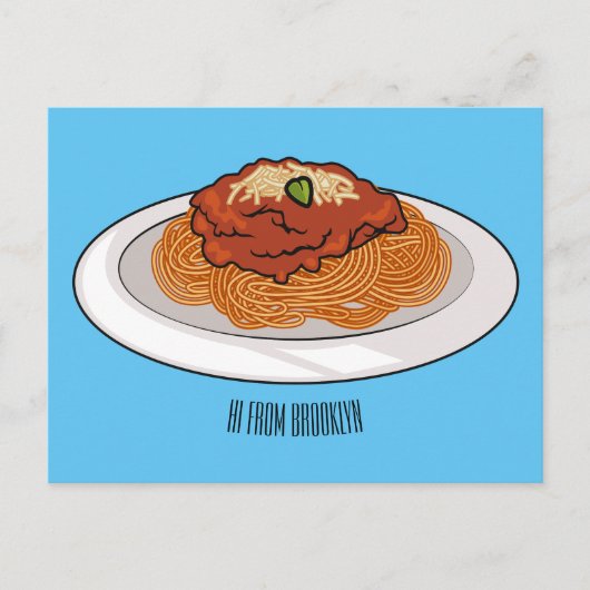 Afbeelding van de cartoon van Spaghetti Briefkaart (Voorkant)