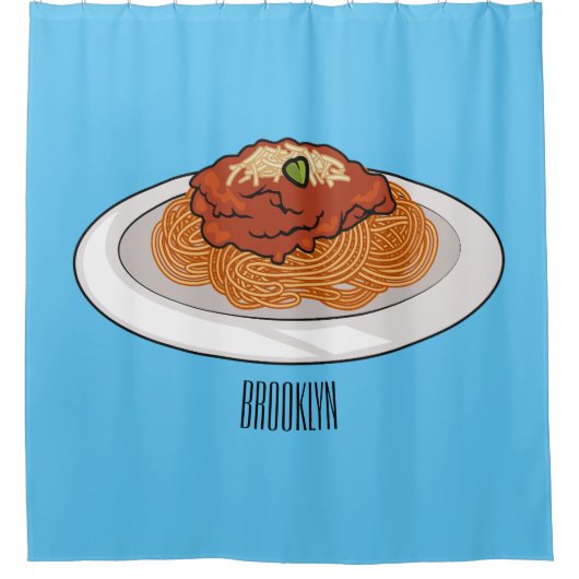 Afbeelding van de cartoon van Spaghetti Douchegordijn (Voorkant)