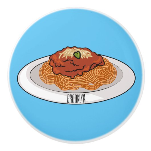 Afbeelding van de cartoon van Spaghetti Keramische Knop (Voorkant)