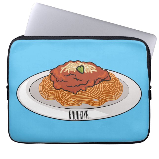 Afbeelding van de cartoon van Spaghetti Laptop Sleeve (Voorkant)