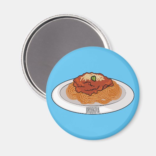 Afbeelding van de cartoon van Spaghetti Magneet (Voorkant / Achterkant)