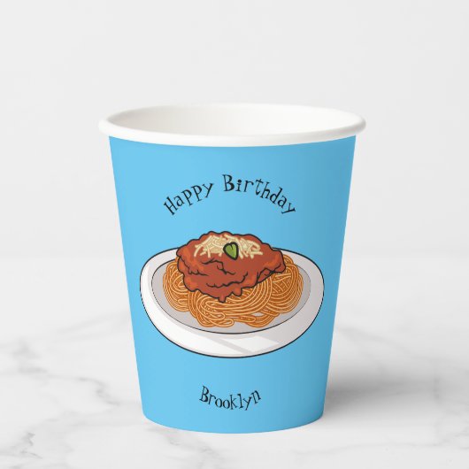 Afbeelding van de cartoon van Spaghetti Papieren Bekers (Voorkant)