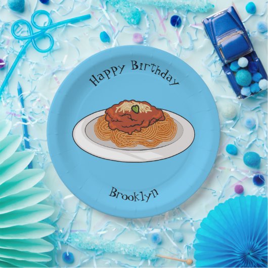 Afbeelding van de cartoon van Spaghetti Papieren Bordje (Feest)
