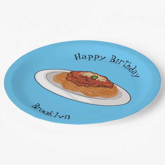 Afbeelding van de cartoon van Spaghetti Papieren Bordje (Gekanteld)