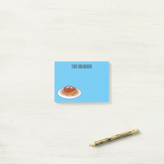 Afbeelding van de cartoon van Spaghetti Post-it® Notes (Op bureau)