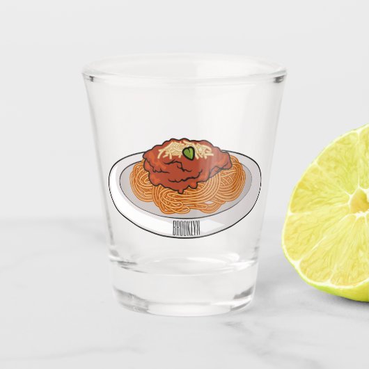 Afbeelding van de cartoon van Spaghetti Shot Glas (Voorkant)