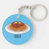 Afbeelding van de cartoon van Spaghetti Sleutelhanger (Achterkant)