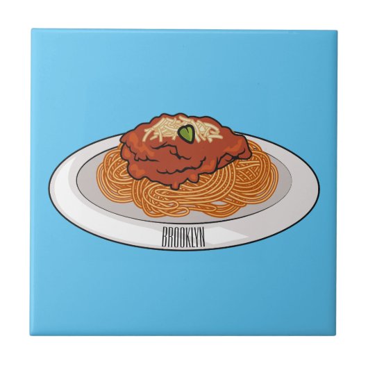 Afbeelding van de cartoon van Spaghetti Tegeltje (Voorkant)