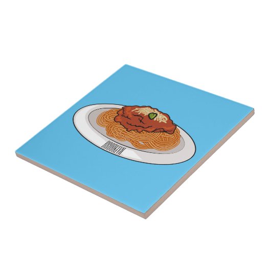 Afbeelding van de cartoon van Spaghetti Tegeltje (Zijkant)