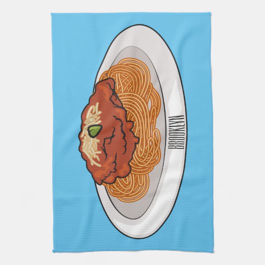 Afbeelding van de cartoon van Spaghetti Theedoek (Verticaal)