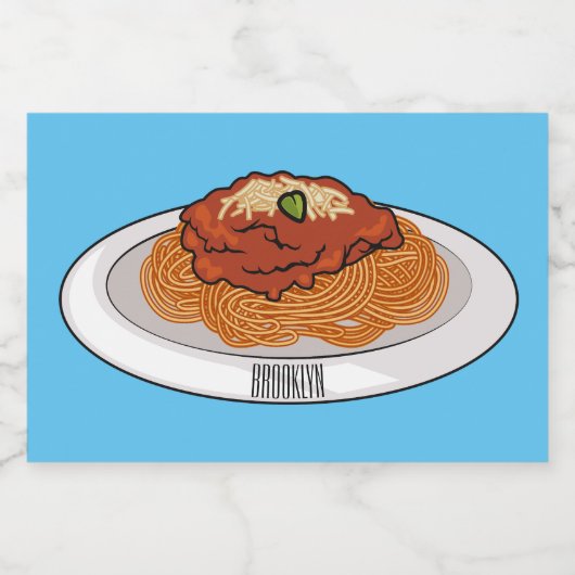 Afbeelding van de cartoon van Spaghetti Voedselcontainer Etiket (Enkel label)