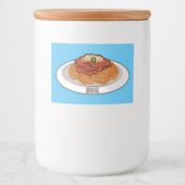 Afbeelding van de cartoon van Spaghetti Voedselcontainer Etiket (Voorkant)