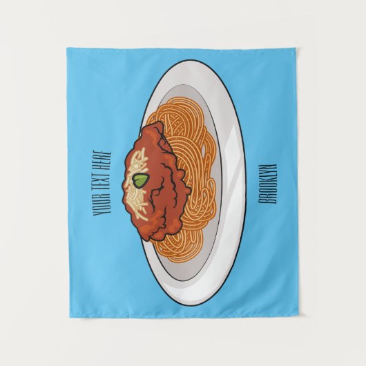 Afbeelding van de cartoon van Spaghetti Wandkleed (Voorkant)