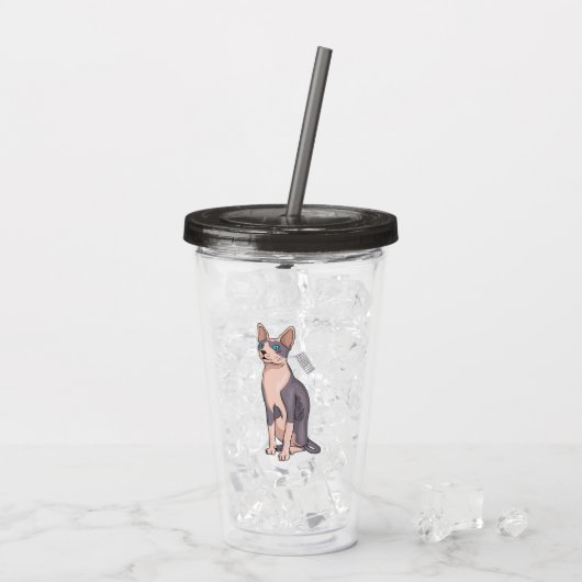 Afbeelding van de cartoon van sphynx-katten acryl drinkbeker (Achterkant ijs)