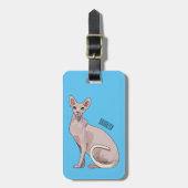Afbeelding van de cartoon van sphynx-katten bagagelabel (Voorkant verticaal)