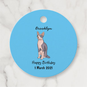 Afbeelding van de cartoon van sphynx-katten bedankjes labels