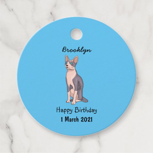 Afbeelding van de cartoon van sphynx-katten bedankjes labels (Voorkant)