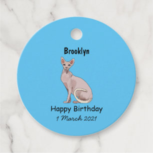 Afbeelding van de cartoon van sphynx-katten bedankjes labels