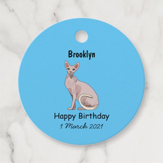 Afbeelding van de cartoon van sphynx-katten bedankjes labels (Voorkant)
