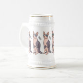Afbeelding van de cartoon van sphynx-katten bierpul (Voorkant links)