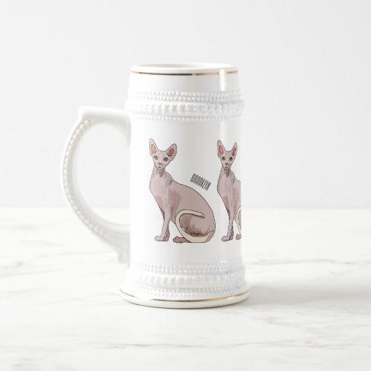 Afbeelding van de cartoon van sphynx-katten bierpul (Links)