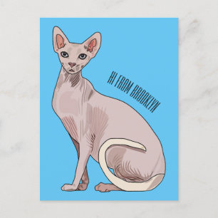 Afbeelding van de cartoon van sphynx-katten briefkaart
