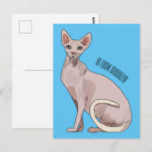 Afbeelding van de cartoon van sphynx-katten briefkaart (Voorkant / Achterkant)