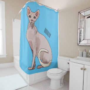 Afbeelding van de cartoon van sphynx-katten douchegordijn