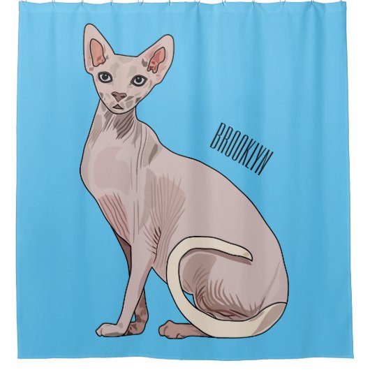Afbeelding van de cartoon van sphynx-katten douchegordijn (Voorkant)