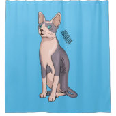 Afbeelding van de cartoon van sphynx-katten douchegordijn (Voorkant)